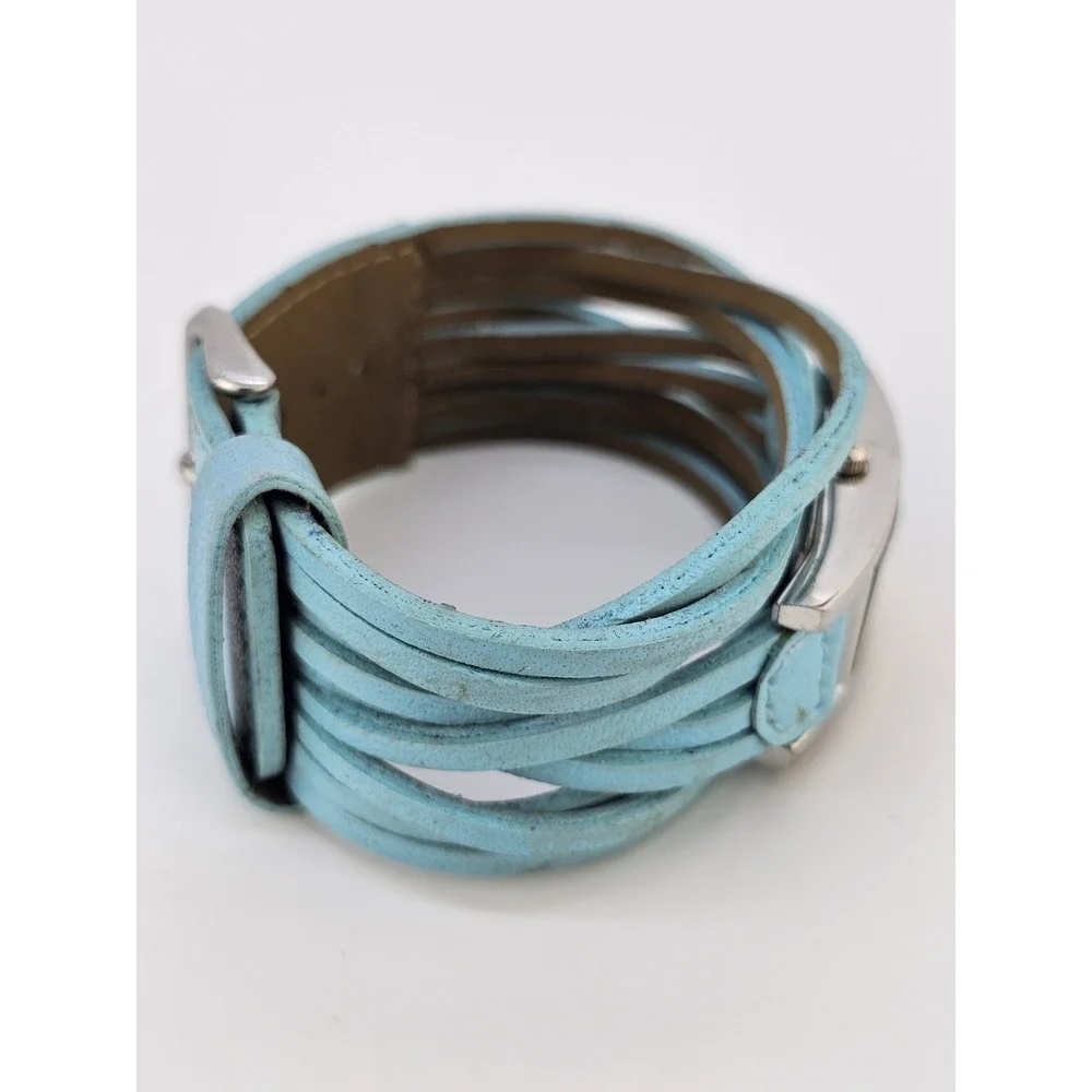 Women's Analog Watch 19MM Gray Dial Blue Braided Faux Leather‎ Band NEW Battery